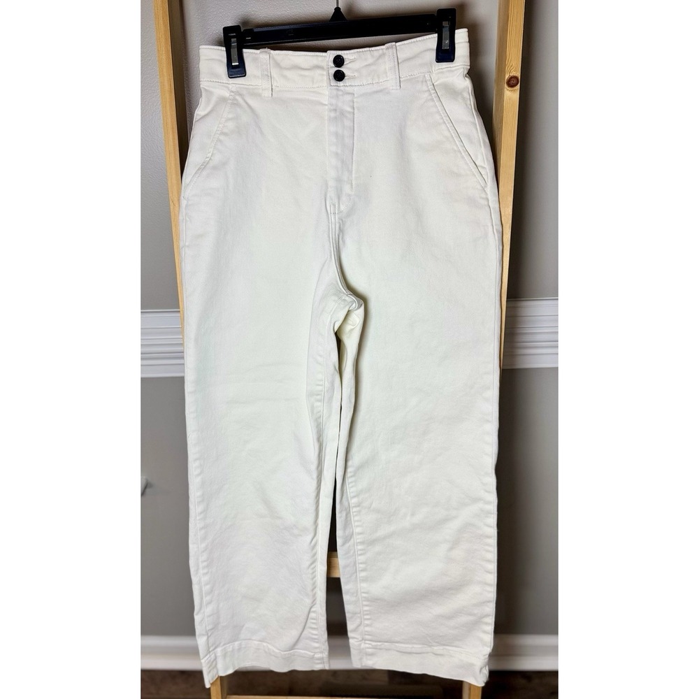 New Everlane The Organic Wide Leg Pants Bone Women 6 High Waisted B8